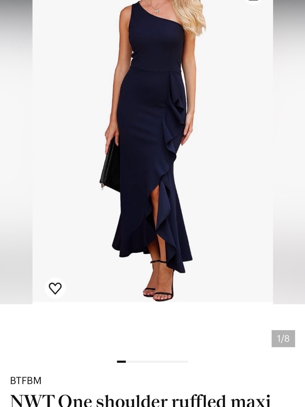 NWT One shoulder ruffled maxi dress